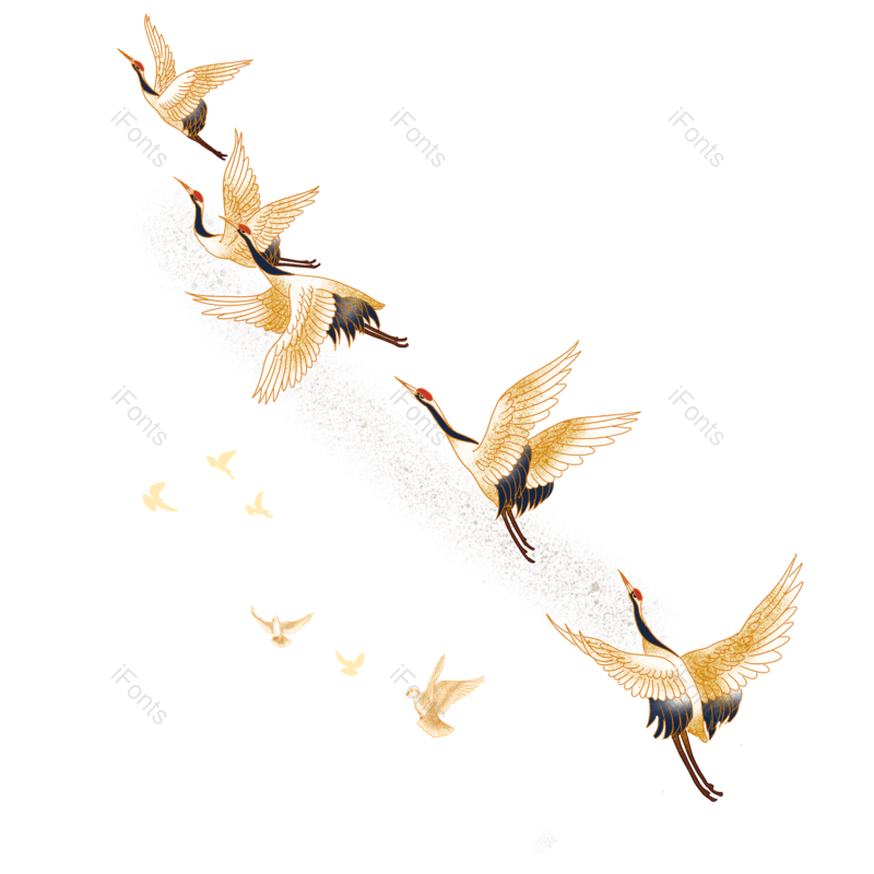 装饰图片,中国风元素,仙鹤PNG,插画免抠素材